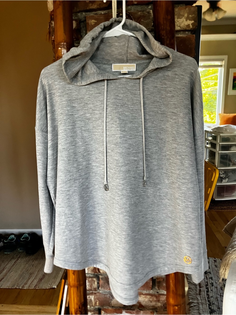 Michael Kors Gray Hoodie Pullover Sweatshirt Womens Petite Large PL